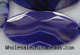 CAA360 15.5 inches 30*40mm faceted oval violet line agate beads