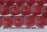 CAA3686 15.5 inches 6mm round matte & carved red agate beads
