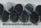 CAA3754 Top drilled 5*8mm flat teardrop line agate beads