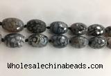CAA3799 15*25mm - 18*28mm faceted rice dragon veins agate beads