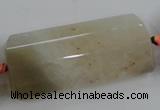 CAA425 15.5 inches 25*52mm faceted rectangle agate druzy geode beads