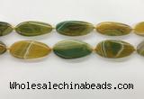 CAA4313 15.5 inches 25*50mm twisted oval line agate beads