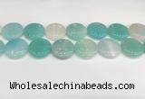 CAA4632 15.5 inches 25mm flat round banded agate beads wholesale