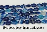 CAA4691 15.5 inches 10*14mm flat teardrop banded agate beads wholesale