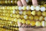 CAA5150 15.5 inches 6mm faceted round banded agate beads