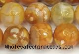 CAA5526 15 inches 10mm faceted round fire crackle agate beads