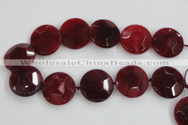 CAA568 15.5 inches 35mm faceted flat round dragon veins agate beads