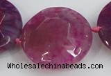 CAA570 15.5 inches 35mm faceted flat round dragon veins agate beads