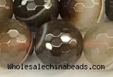 CAA5738 15 inches 12mm faceted round banded agate beads