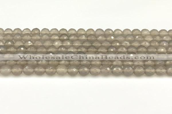CAA5785 15 inches 6mm faceted round grey agate beads