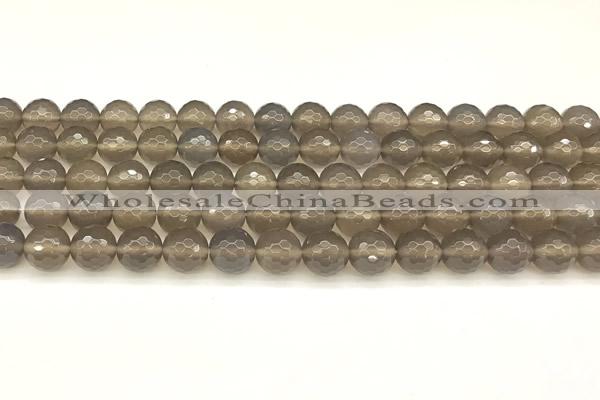 CAA5786 15 inches 8mm faceted round grey agate beads