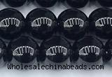 CAA5885 15 inches 8mm round black agate beads, 2mm hole
