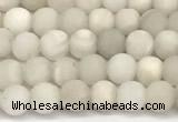 CAA6075 15 inches 4mm round matte white crazy lace agate beads