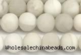 CAA6076 15 inches 6mm round matte white crazy lace agate beads