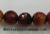 CAA814 15.5 inches 16mm faceted round fire crackle agate beads