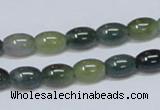 CAB388 15.5 inches 7*10mm rice moss agate gemstone beads wholesale