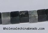 CAB398 15.5 inches 10*10mm cube moss agate gemstone beads wholesale