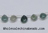 CAB414 15.5 inches 7*9mm flat teardrop moss agate gemstone beads