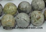 CAB70 15.5 inches 16mm round silver needle agate gemstone beads