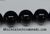 CAB728 15.5 inches 16mm round black agate gemstone beads wholesale