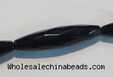 CAB794 15.5 inches 10*40mm faceted rice black agate gemstone beads