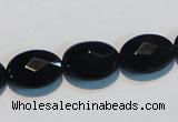 CAB807 15.5 inches 12*16mm faceted oval black gemstone agate beads