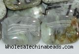 CAB88 15.5 inches 22*30mm rectangle silver needle agate gemstone beads