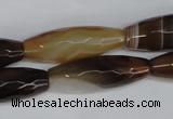 CAG1342 15.5 inches 10*30mm faceted rice line agate gemstone beads