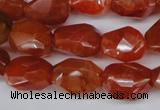 CAG1672 15.5 inches 12*17mm faceted nuggets red agate gemstone beads