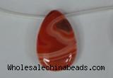 CAG3289 Top-drilled 20*30mm flat teardrop red line agate beads
