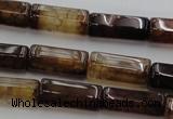 CAG4136 15.5 inches 7*14mm faceted tube dragon veins agate beads