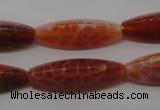 CAG4206 15.5 inches 10*30mm trihedron natural fire agate beads