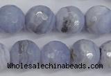 CAG4363 15.5 inches 10mm faceted round blue lace agate beads