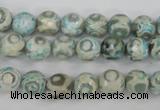 CAG4730 15 inches 8mm faceted round tibetan agate beads wholesale