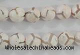 CAG5334 15.5 inches 10mm faceted round tibetan agate beads wholesale