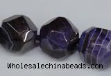CAG5600 15 inches 24mm faceted nuggets agate gemstone beads