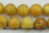 CAG5941 15.5 inches 12mm round yellow crazy lace agate beads
