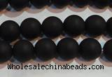 CAG6012 15.5 inches 8mm round matte black agate beads