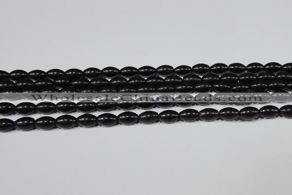 CAG6024 15.5 inches 6*9mm rice matte black agate beads