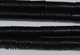 CAG6031 15.5 inches 6*8mm tube matte black agate beads