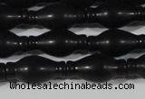 CAG6044 15.5 inches 8*16mm carved vase-shaped matte black agate beads