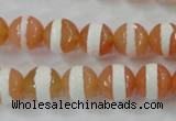 CAG6352 15 inches 12mm faceted round tibetan agate gemstone beads