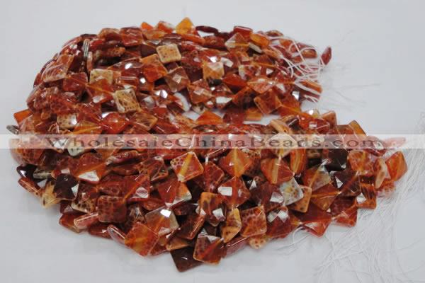 CAG655 15.5 inches 12*12mm faceted rhombic natural fire agate beads