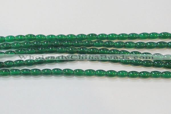 CAG6622 15.5 inches 6*9mm rice green agate gemstone beads