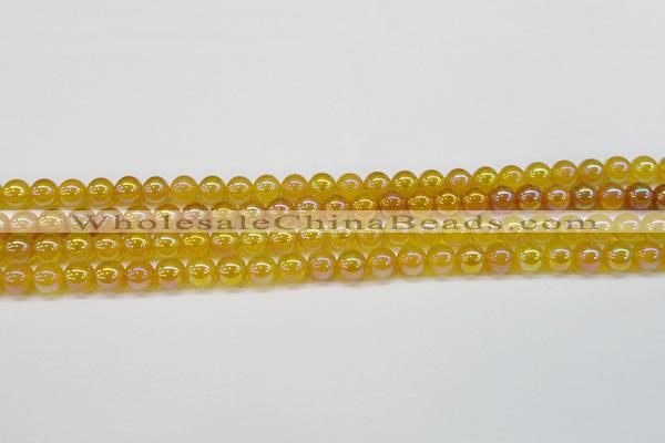 CAG7120 15.5 inches 4mm round AB-color yellow agate gemstone beads