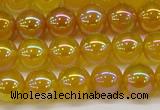 CAG7122 15.5 inches 8mm round AB-color yellow agate gemstone beads