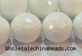 CAG7188 15.5 inches 20mm faceted round white agate gemstone beads