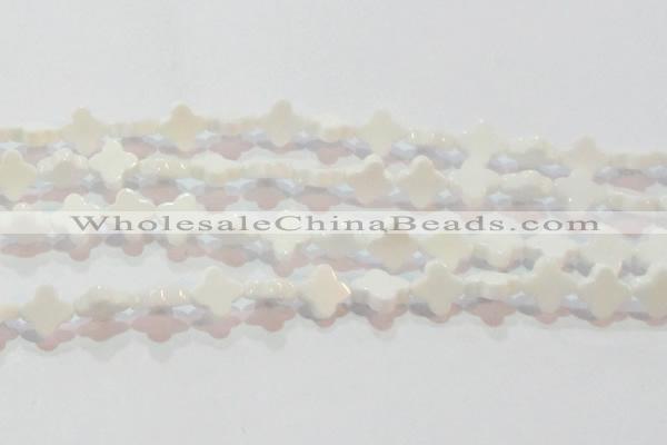 CAG7218 15.5 inches 12*12mm flower white agate gemstone beads