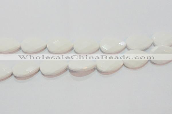 CAG7268 15.5 inches 18*25mm faceted flat teardrop white agate beads