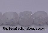 CAG7945 7.5 inches 8*10mm oval plated white druzy agate beads
